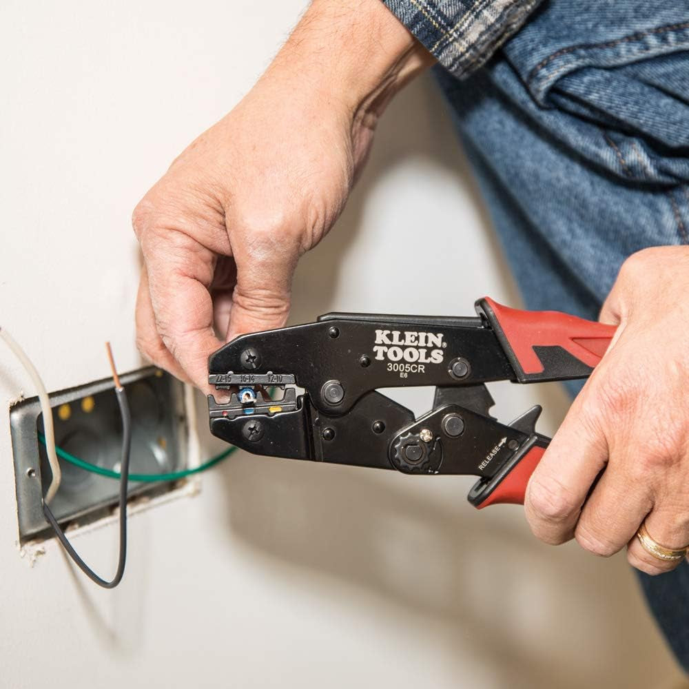 3005CR Wire Crimper Tool, Ratcheting Insulated Termil Crimper for 10 to 22 AWG Wire