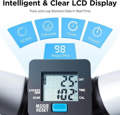 Mini Stepper Steppers for Exercise at Home Stair Step Cardio Thigh Master Workout Equipment Fitness Pedal Exerciser Non-Slip Pedals with Resistance Bands LCD Digital Monitor Climber