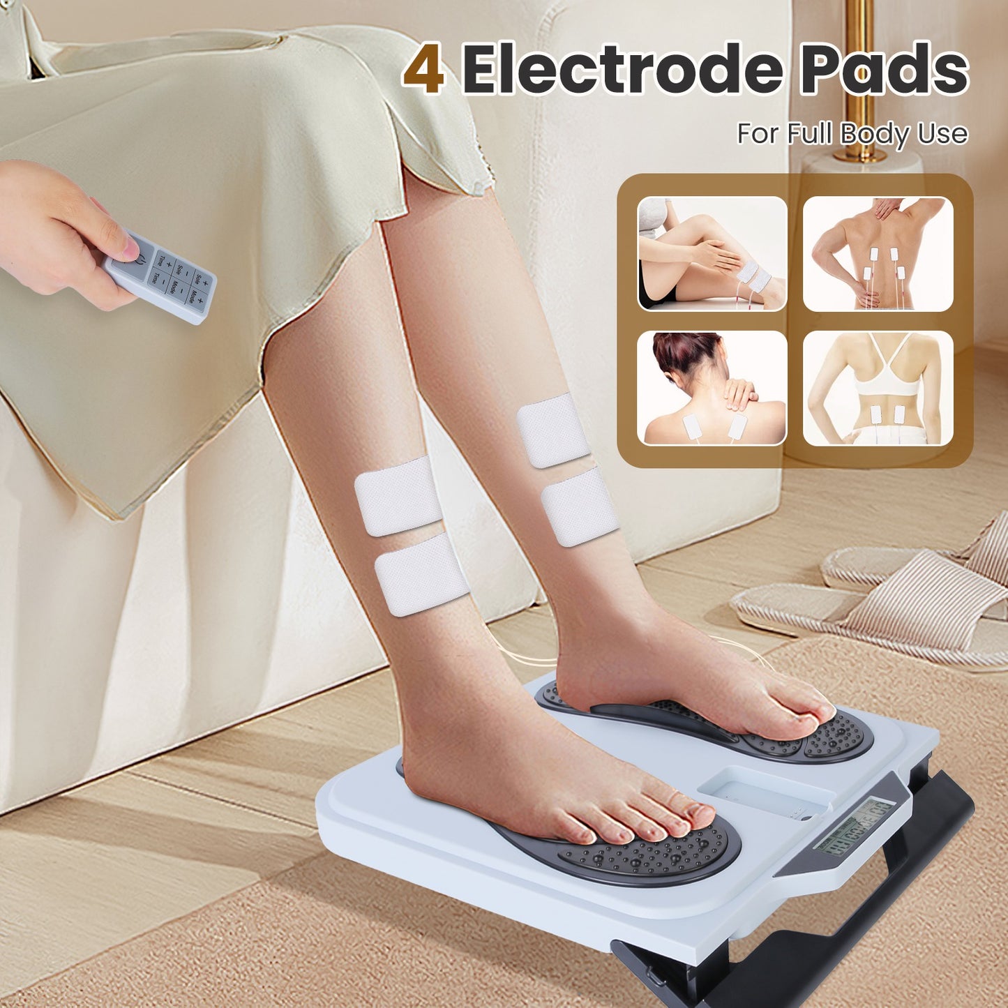 Rechargeable EMS Foot Massager - TENS Stimulator with 10 Modes & 50 Intensity Levels
