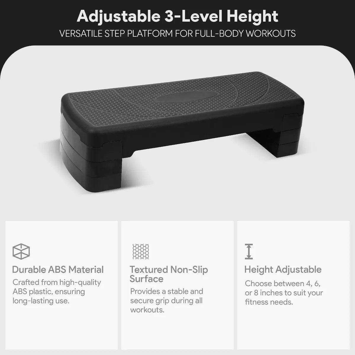 Balancefrom Fitness Lightweight Portable Adjustable Height Workout Aerobic Stepper Step Platform Trainer with Raisers