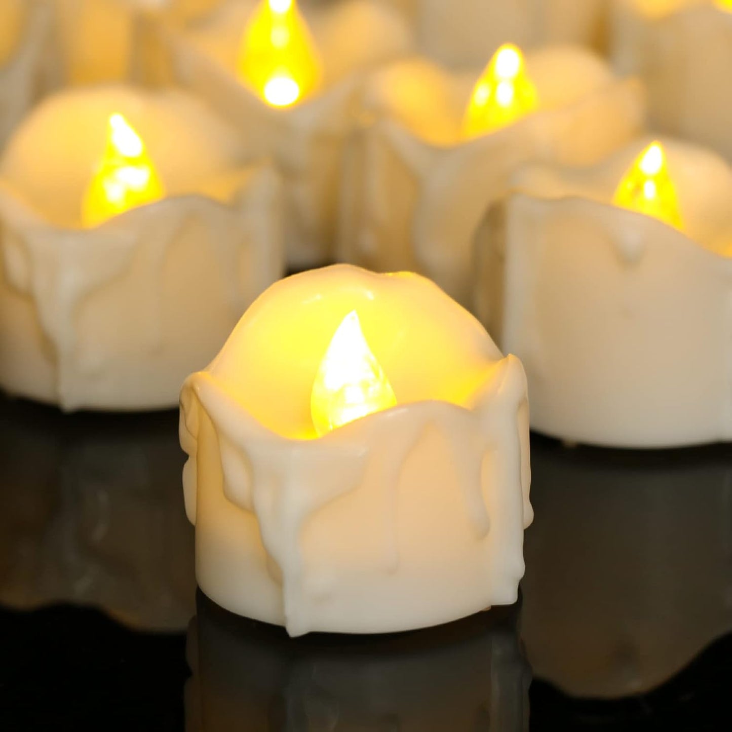 Tea Lights Candles with Timer, 12 Packs Flickering Flameless LED Tealights Battery Operated Electric Votive Candles for Christmas Decorations Fall Indoor Home Decor