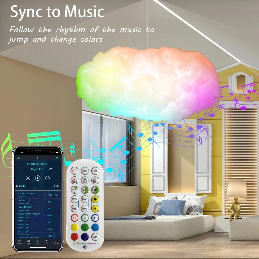 Smart Cloud Light with App Control - 3D RGBIC Lightning Ambient Lamp with Music Sync