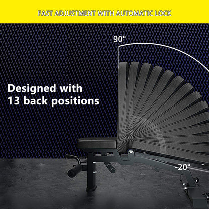 Adjustable Weight Bench - Foldable Multi-Function Strength Training Bench for Home Gym