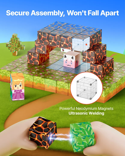 Magnetic Building Blocks 150 PCS Forest Castle Set - STEM Montessori Toys for Kids