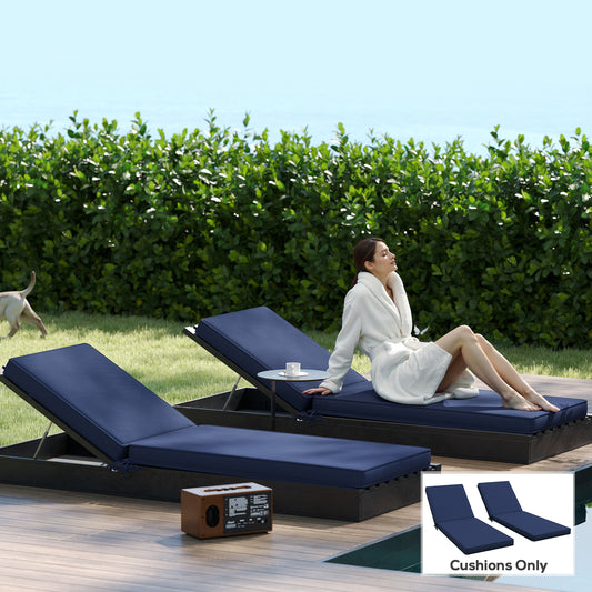 2-Piece Patio Chair Cushions with Backrests - Outdoor Lounge Chair Replacement Cushions - Navy