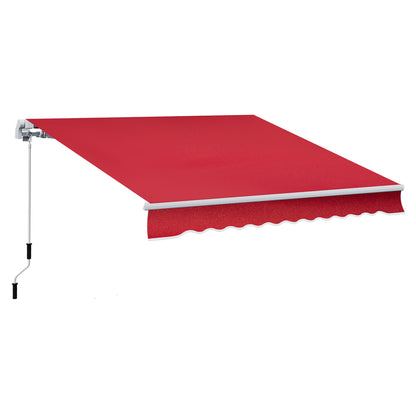 12' x 10' Manual Retractable Awning - Outdoor Patio Sunshade Shelter for Deck, Balcony & Yard - Wine Red