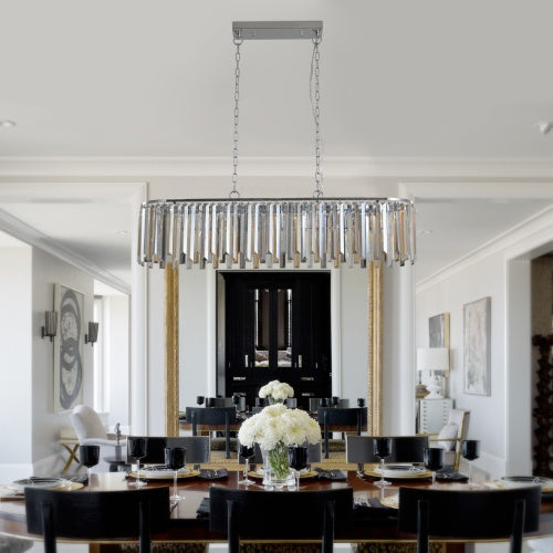 Modern Oval Crystal Chandelier - Luxury Pendant Light Fixture for Dining Room & Living Room