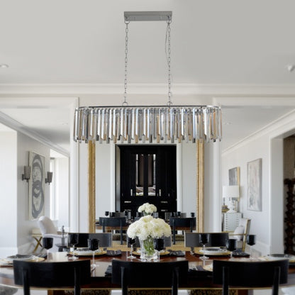Modern Oval Crystal Chandelier - Luxury Pendant Light Fixture for Dining Room & Living Room
