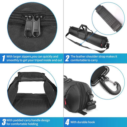 Tripod Case, 31.5X7 in Heavy Duty Tripod Bag with Shoulder Strap and Handle, All Sides Thick Padded Carrying Case with Two Zippered Pockets for Speaker Stand, Monopod - R08018 Black