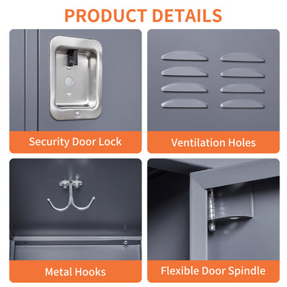 3-Door Metal Lockers with Lock - Employee Storage Cabinet for Gym, Office, School