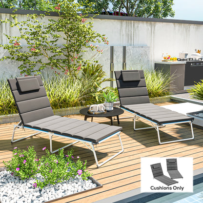 2-Piece Patio Chair Cushions with Backrests - Outdoor Lounge Chair Replacement Cushions