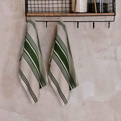 Kitchen Towels (20X30 Inches 6 Pack) Extra Large Premium Dish Towels for Kitchen Green & White Dish Cloths Highly Absorbent 100% Cotton Kitchen Hand Towels with Hanging Loop Tea Towels