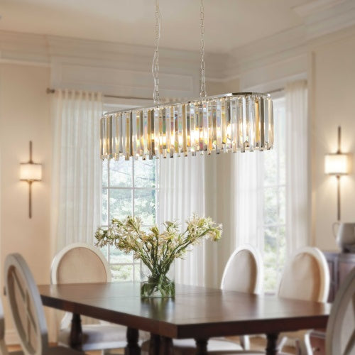 Modern Oval Crystal Chandelier - Luxury Pendant Light Fixture for Dining Room & Living Room
