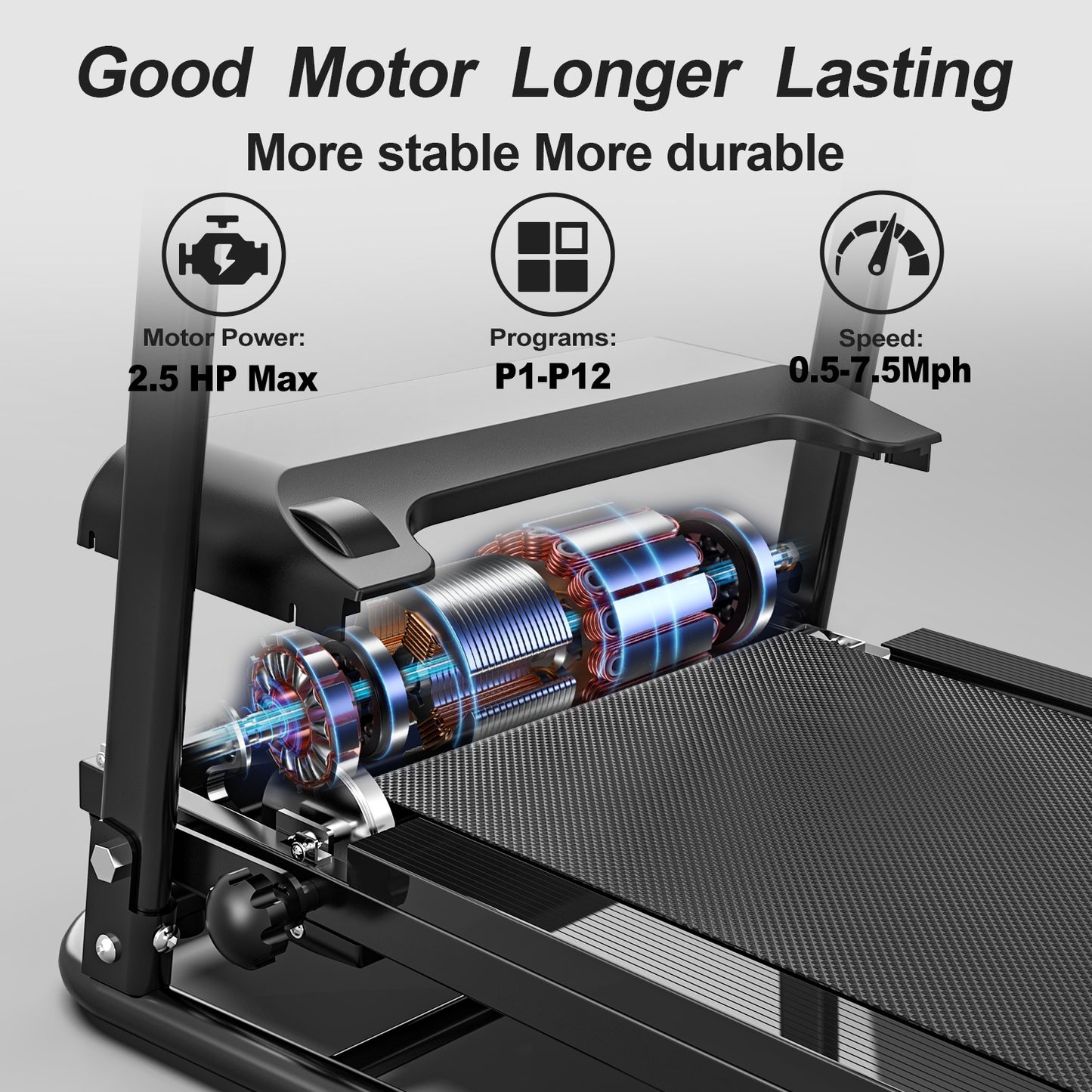 JK106 Treadmill - Compact Folding Running Machine with LED Display for Home Gym