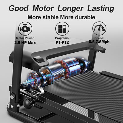 JK106 Treadmill - Compact Folding Running Machine with LED Display for Home Gym