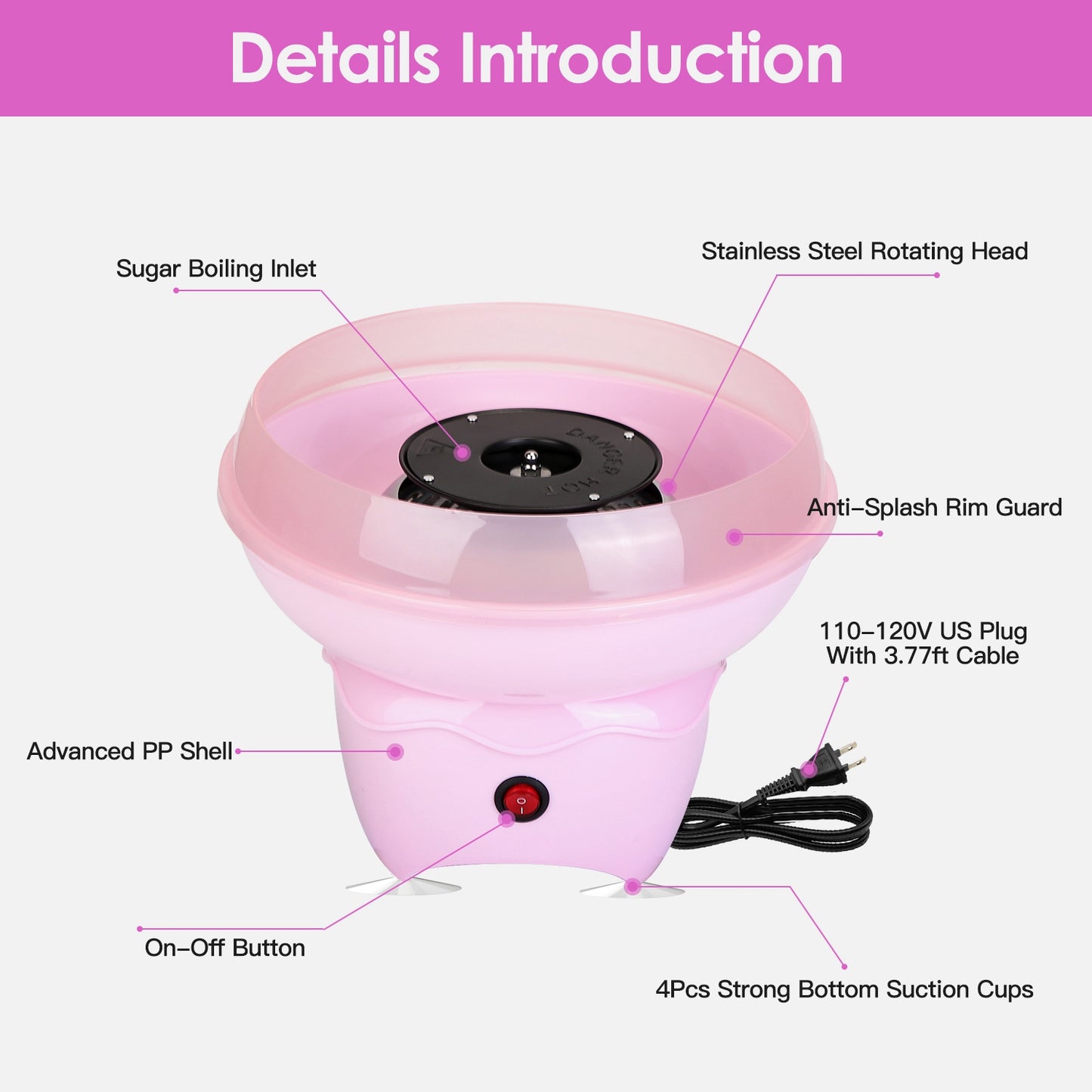 Portable Cotton Candy Maker - Electric Sugar Floss Machine for Kids & Parties