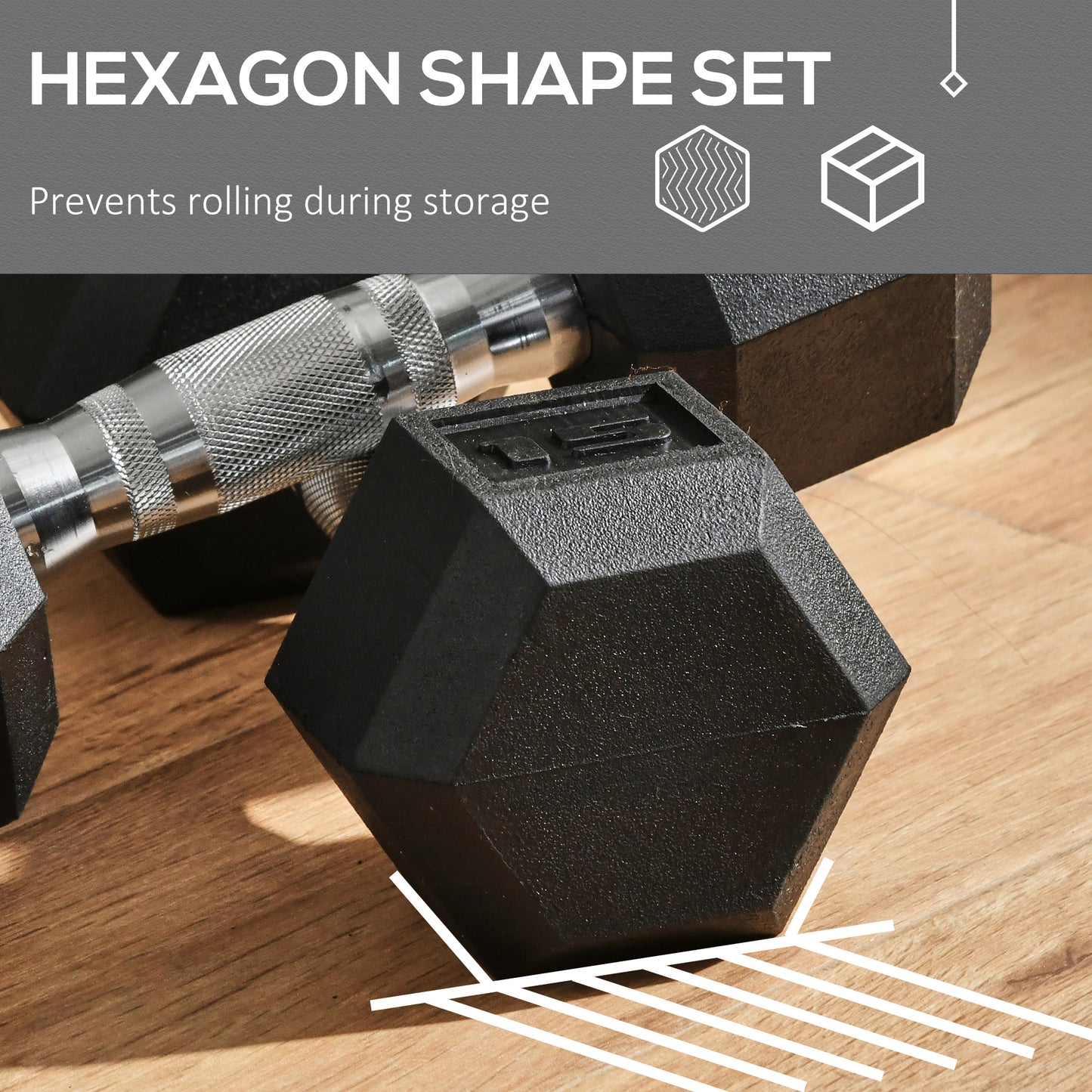 Hex Dumbbell Set - 2 x 15 lbs | Non-Slip Grip for Home Gym Workouts