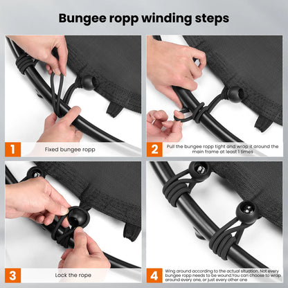 2 in 1 Circular Trampoline 40In Fitness Trampoline with 24 Bungees Adjustable Foam Handle Exercise Trampoline for Family Adults Indoor Outdoor Workout Black Gifts for Dad