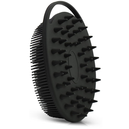 Upgrade Body Scrubber and Hair Shampoo Brush, All in One, Premium Silicone Loofah, Exfoliating Body Brush, Shower Scrubber for Body, Scalp Massager for Women, Men, Pet (1PC Black)