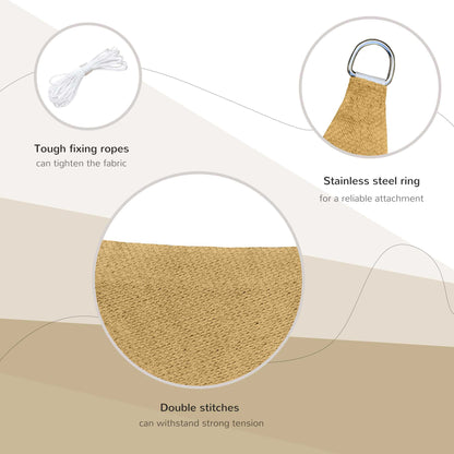 16' x 20' Sun Shade Sail Canopy - Rectangle Outdoor Shade Cloth for Patio, Deck & Yard - Sand