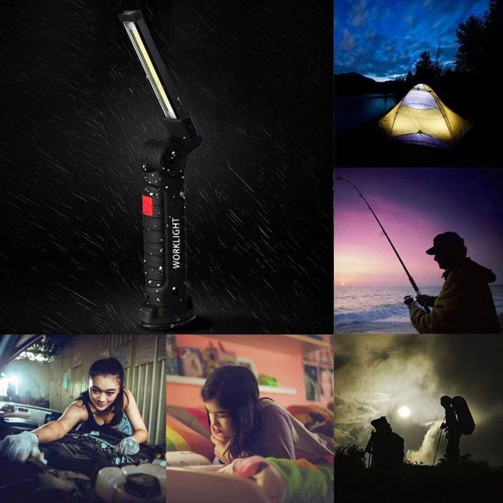 Rechargeable LED Work Light - 360° Rotating Magnetic Base with 5 Light Modes for Auto Repair