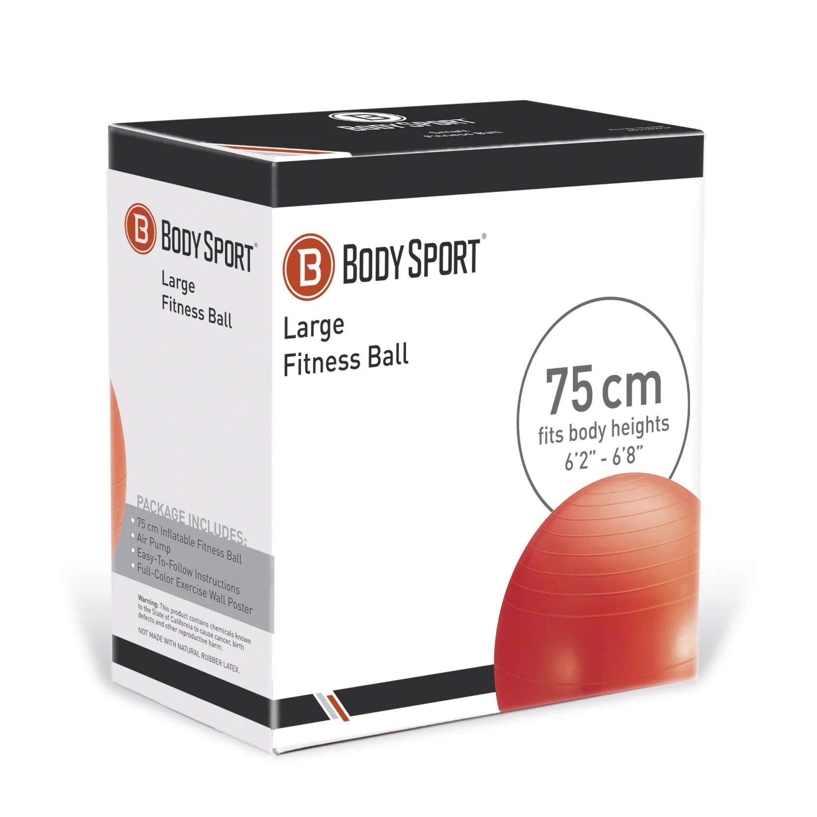 Red Fitness Ball (75 Cm), Pump & Exercise Guide Included