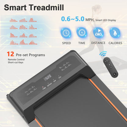 Walking Pad Under Desk Treadmill - Portable LED Display & Remote Control for Home Office