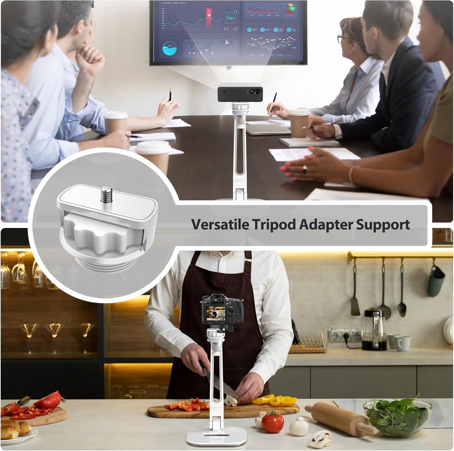 Multi-Angle Adjustable Tablet Stand, 360 Swivel Ipad Stand Aluminum Desk Mount Fits 4'-11" Tablets White