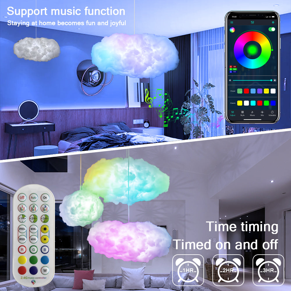 Smart Cloud Light with App Control - 3D RGBIC Lightning Ambient Lamp with Music Sync