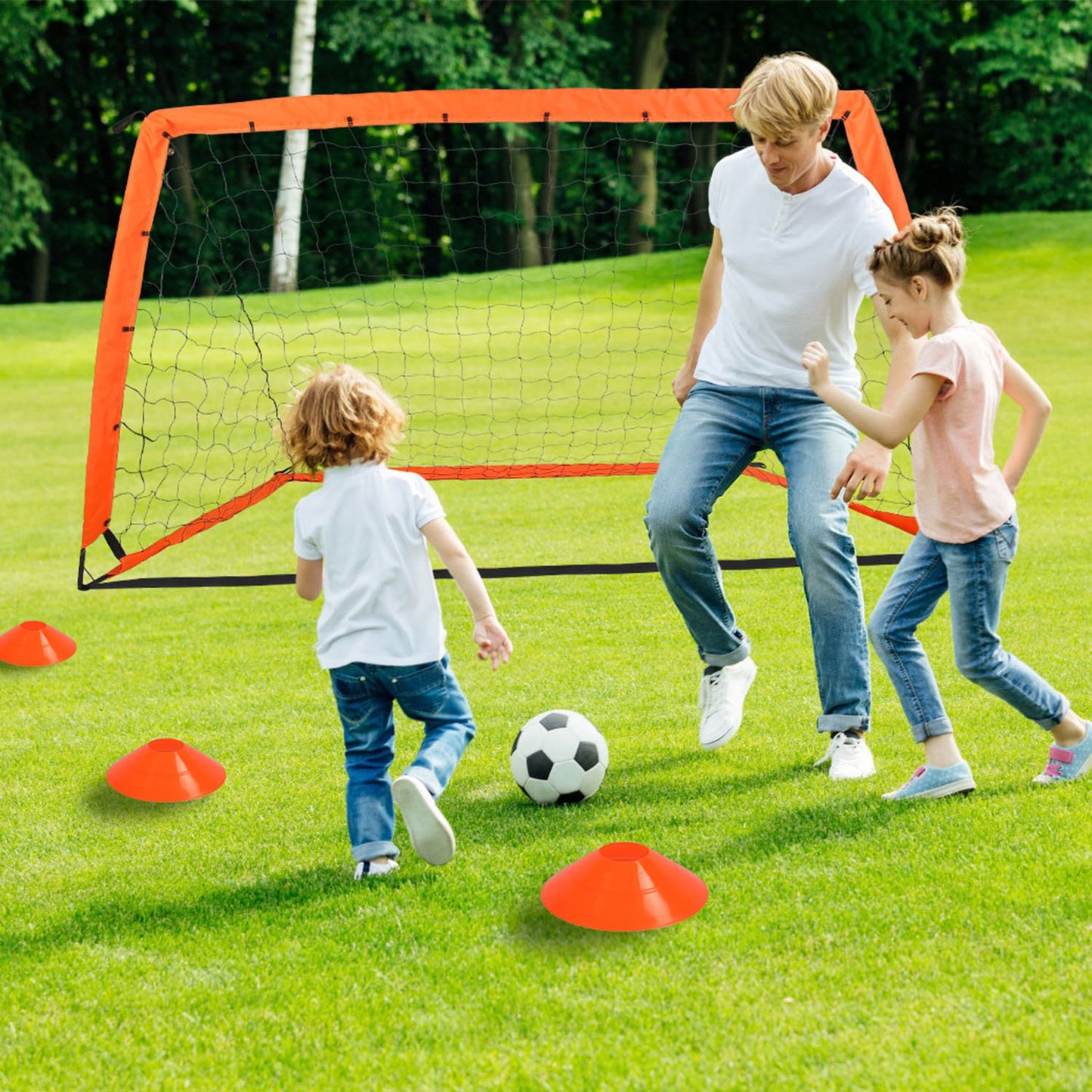 Kids Soccer Goal Set - Portable Training Equipment with Cones, Agility Ladder & Carry Bag