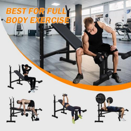 Olympic Weight Bench - Full Body Workout Station with Squat Rack & Bench Press