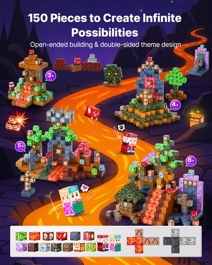 Magnetic Building Blocks 150 PCS Dark Castle Set - STEM Montessori Toys for Kids