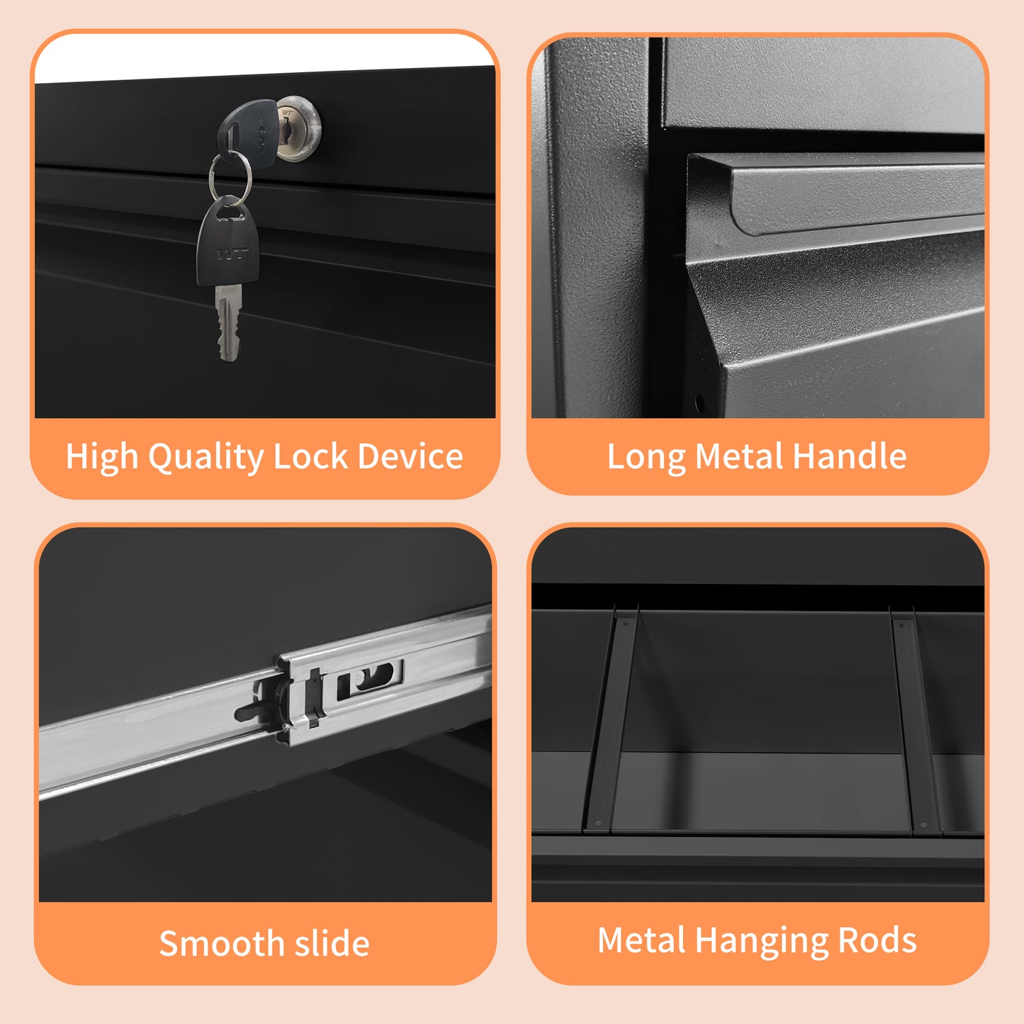 3-Drawer Lateral File Cabinet with Lock - Metal Filing Cabinet for Home Office
