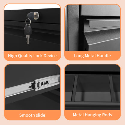 3-Drawer Lateral File Cabinet with Lock - Metal Filing Cabinet for Home Office