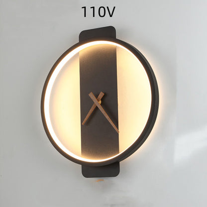 Nordic Wall Lamp with Clock – Modern LED Bedside Light for Bedroom & Living Room